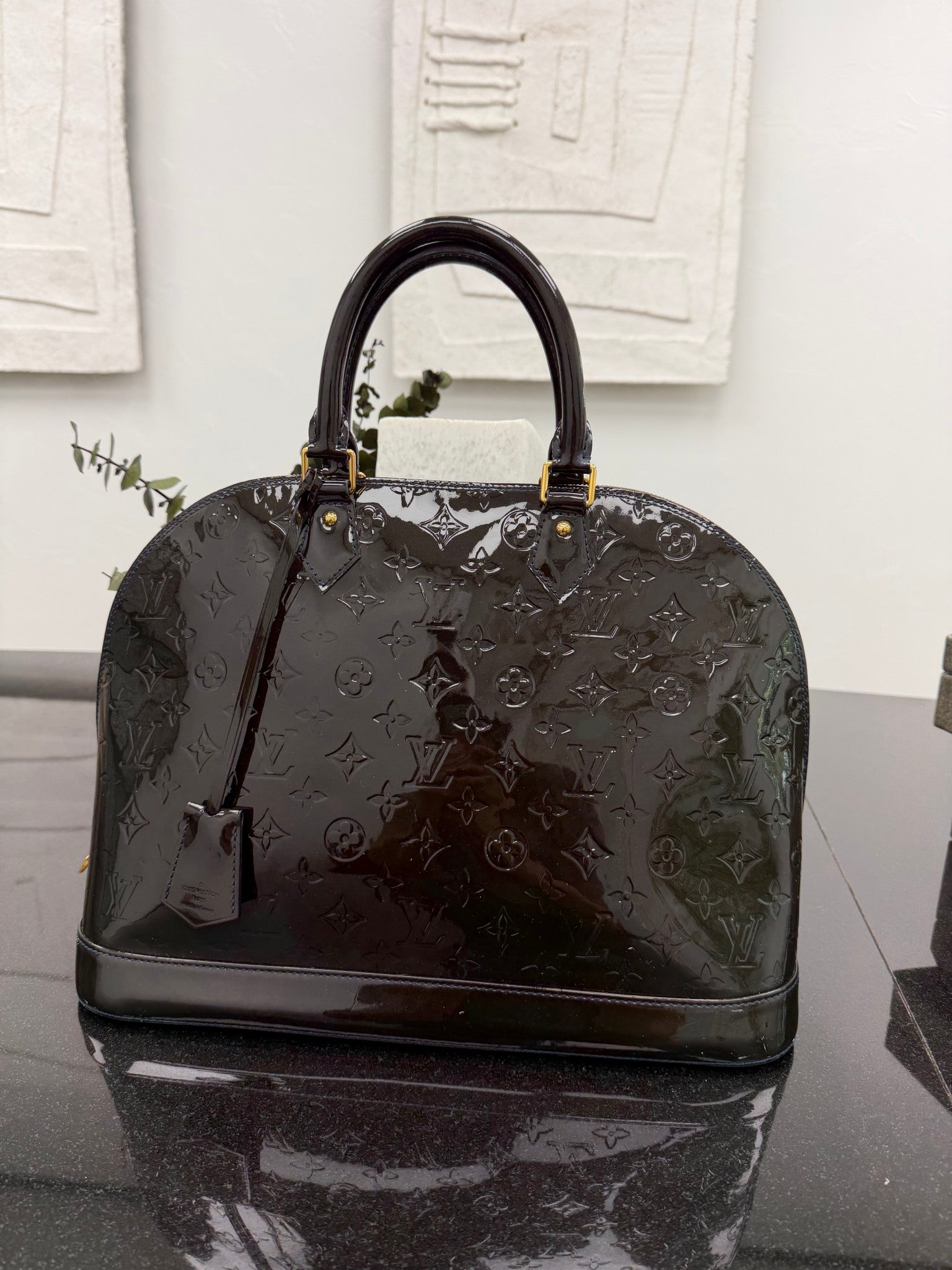 Louis Vuitton Midnight Blue Infini Vernis Alma GM Handbag