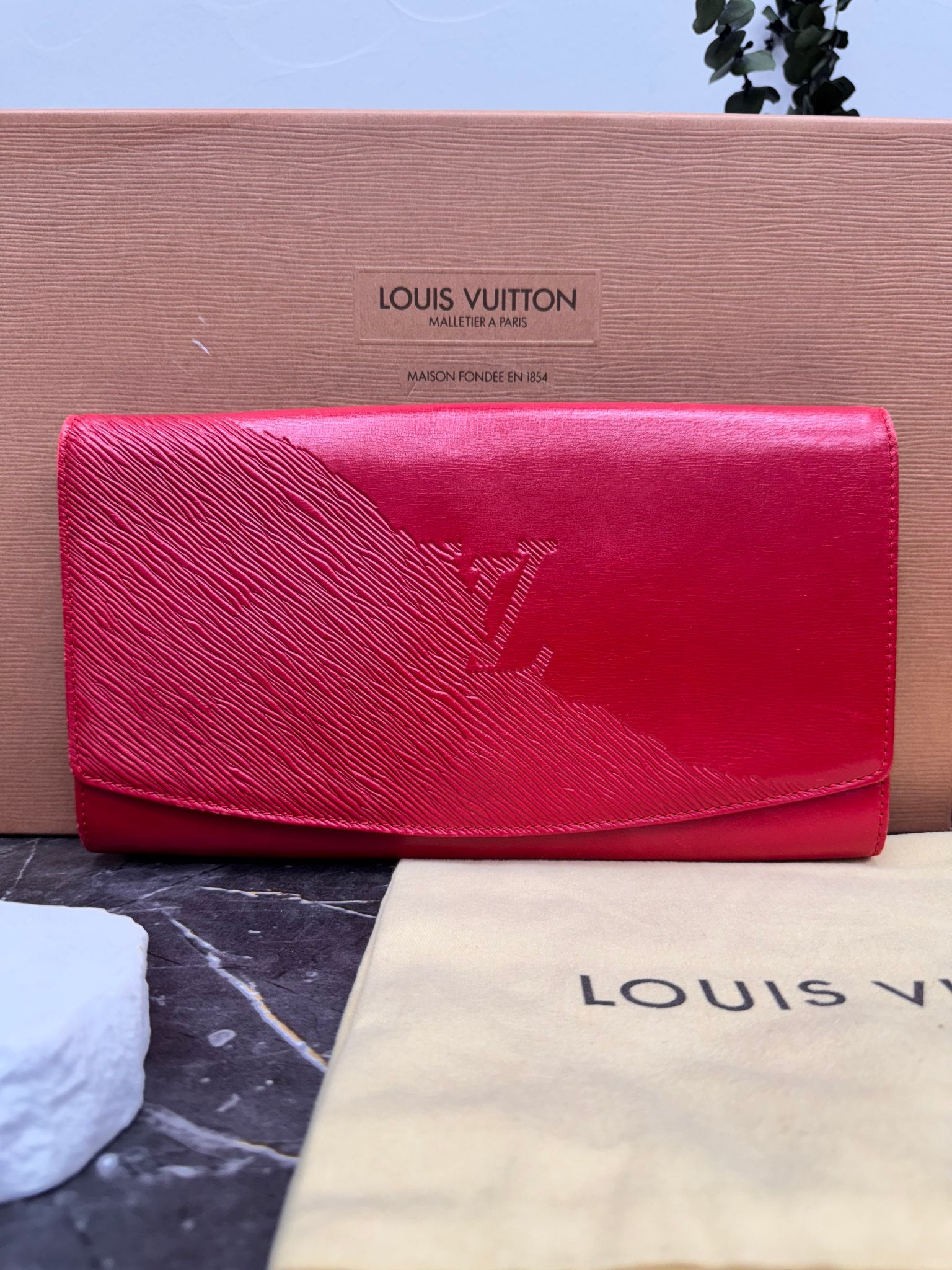 Louis Vuitton Red Epi Leather Opera Aegean Clutch