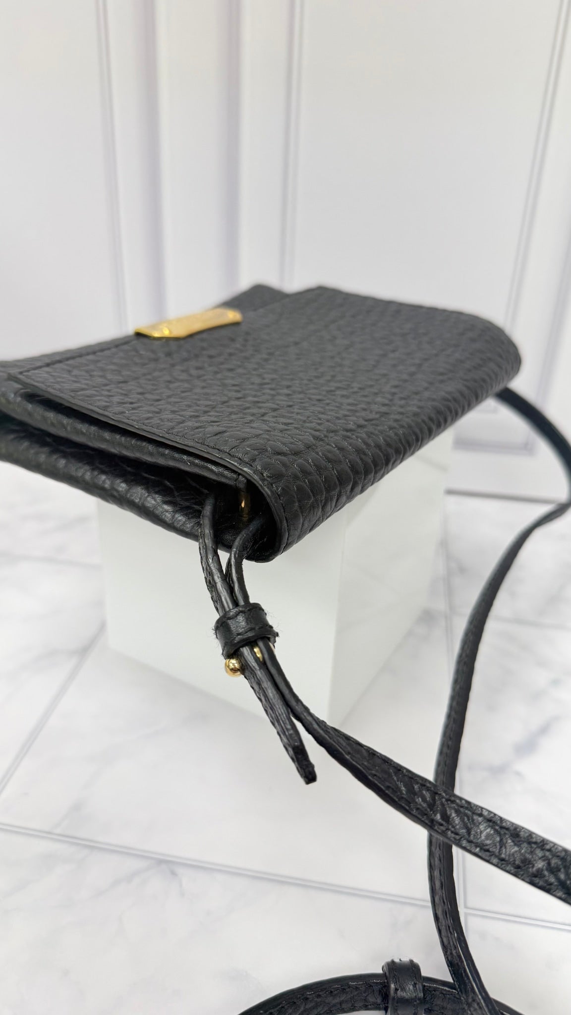 Burberry Black Grained Leather Crossbody Bag