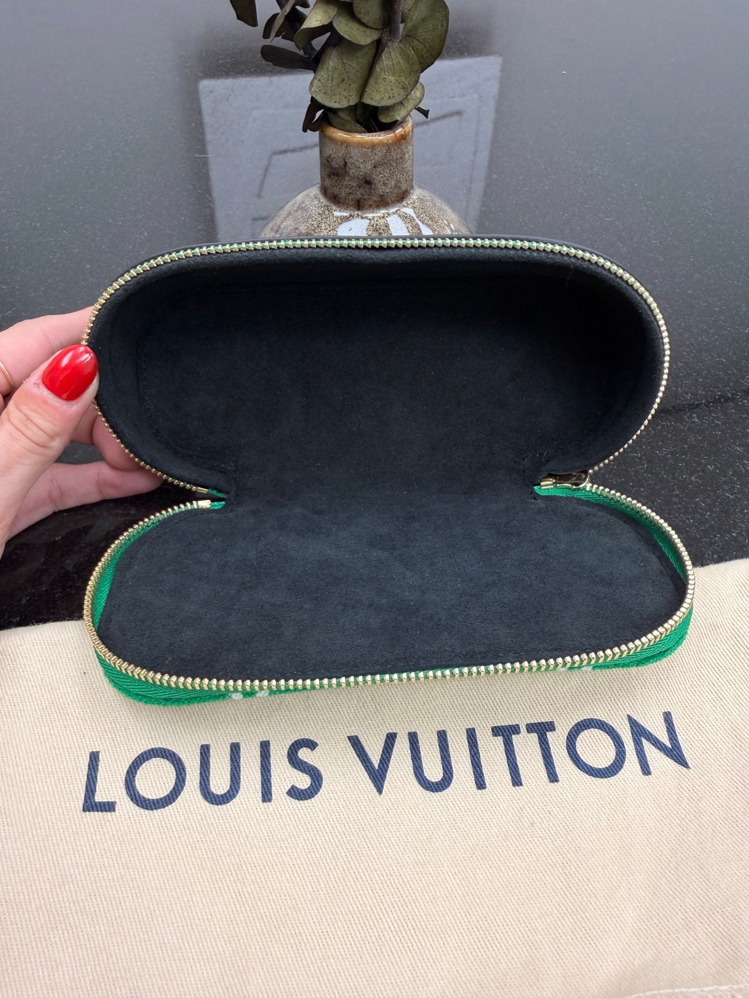 Louis Vuitton Green Match Collection Glasses Case