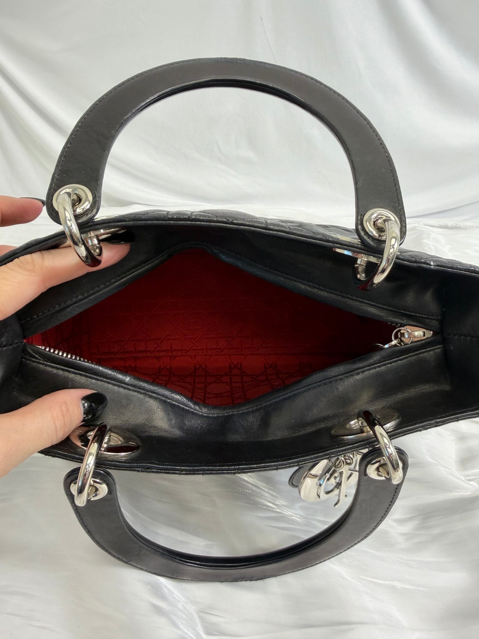 Christian Dior Black Cannage Leather Medium Lady Dior