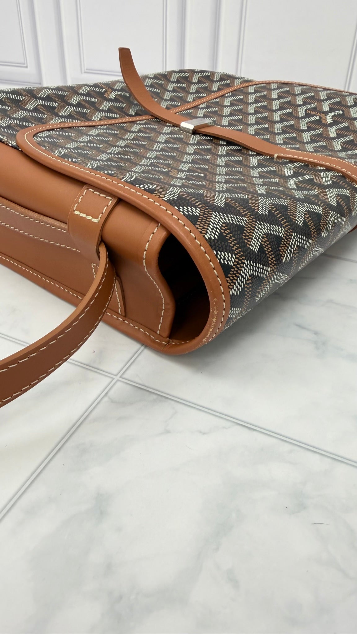 Goyard Brown & Black Goyardine Coated Canvas & Leather Belvedere II MM