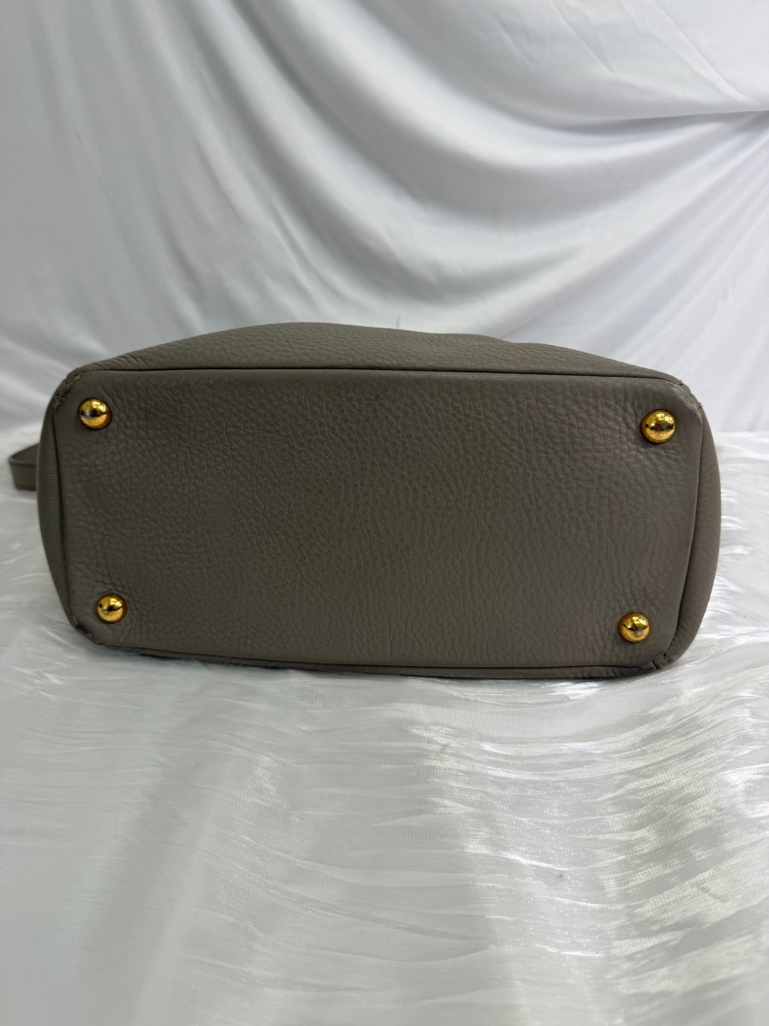 Prada Grey Leather Tote Bag