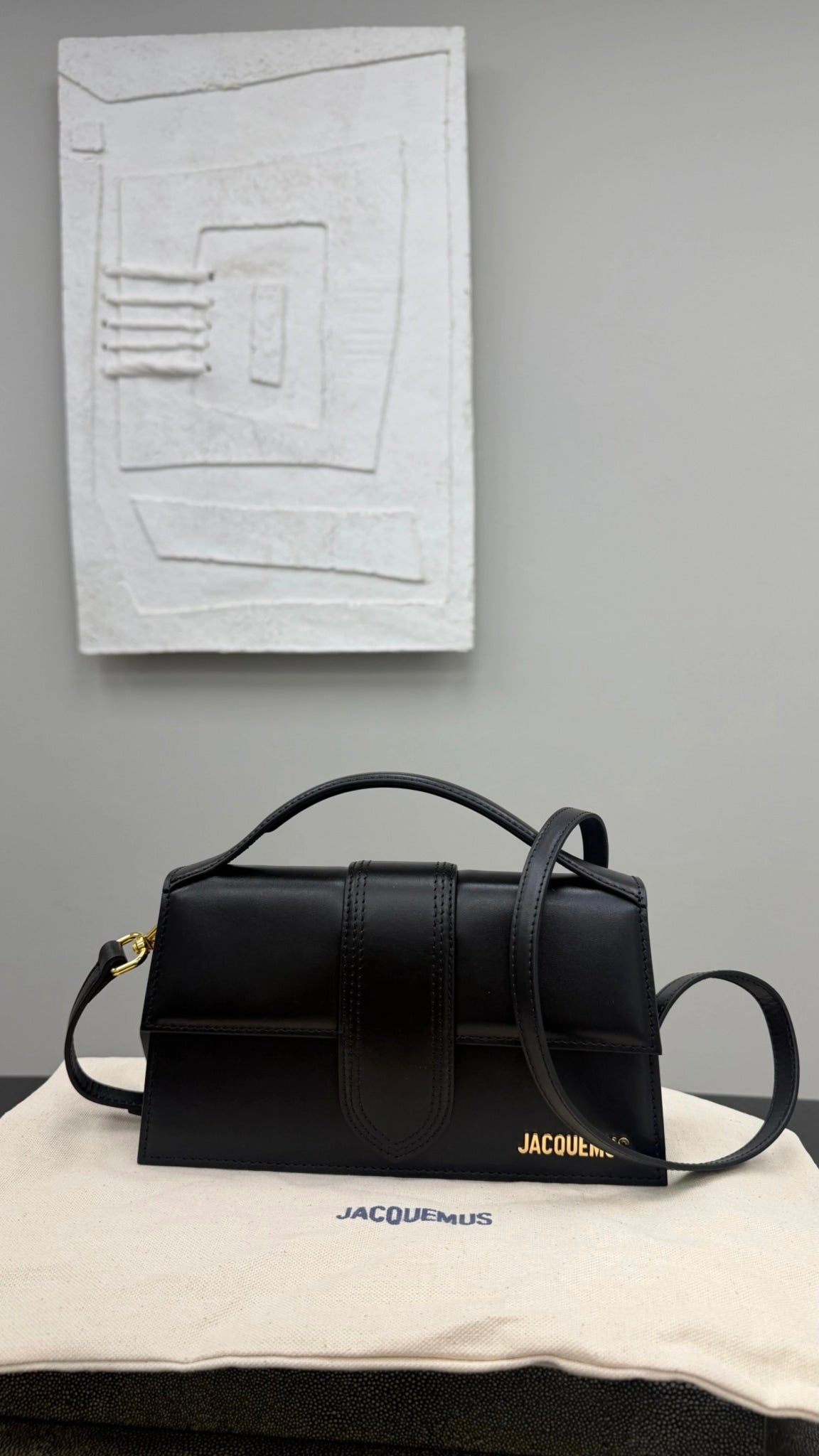 BRAND NEW - Jacquemus Black Leather Le Grand Bambino Handbag 2Way Handbag
