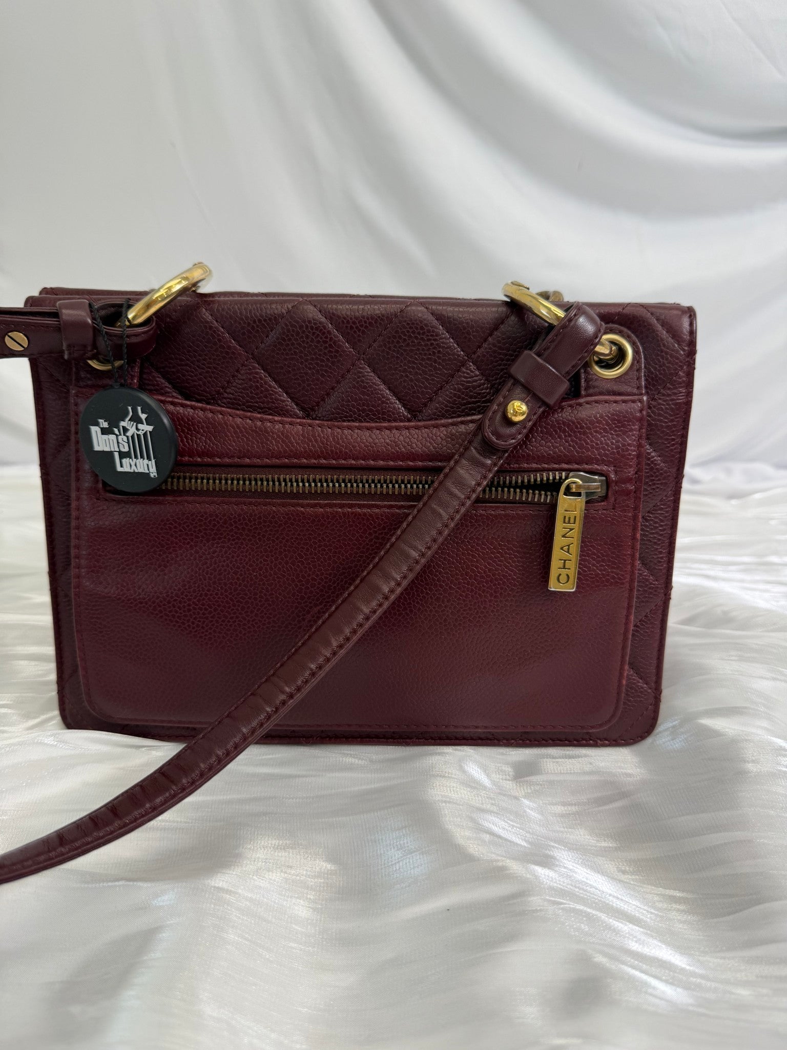 Chanel Burgundy Caviar Retro Flap Bag