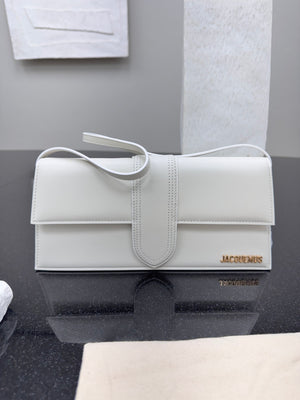 LIKE NEW - Jacquemus White Leather Le Bambino Long Shoulder Bag