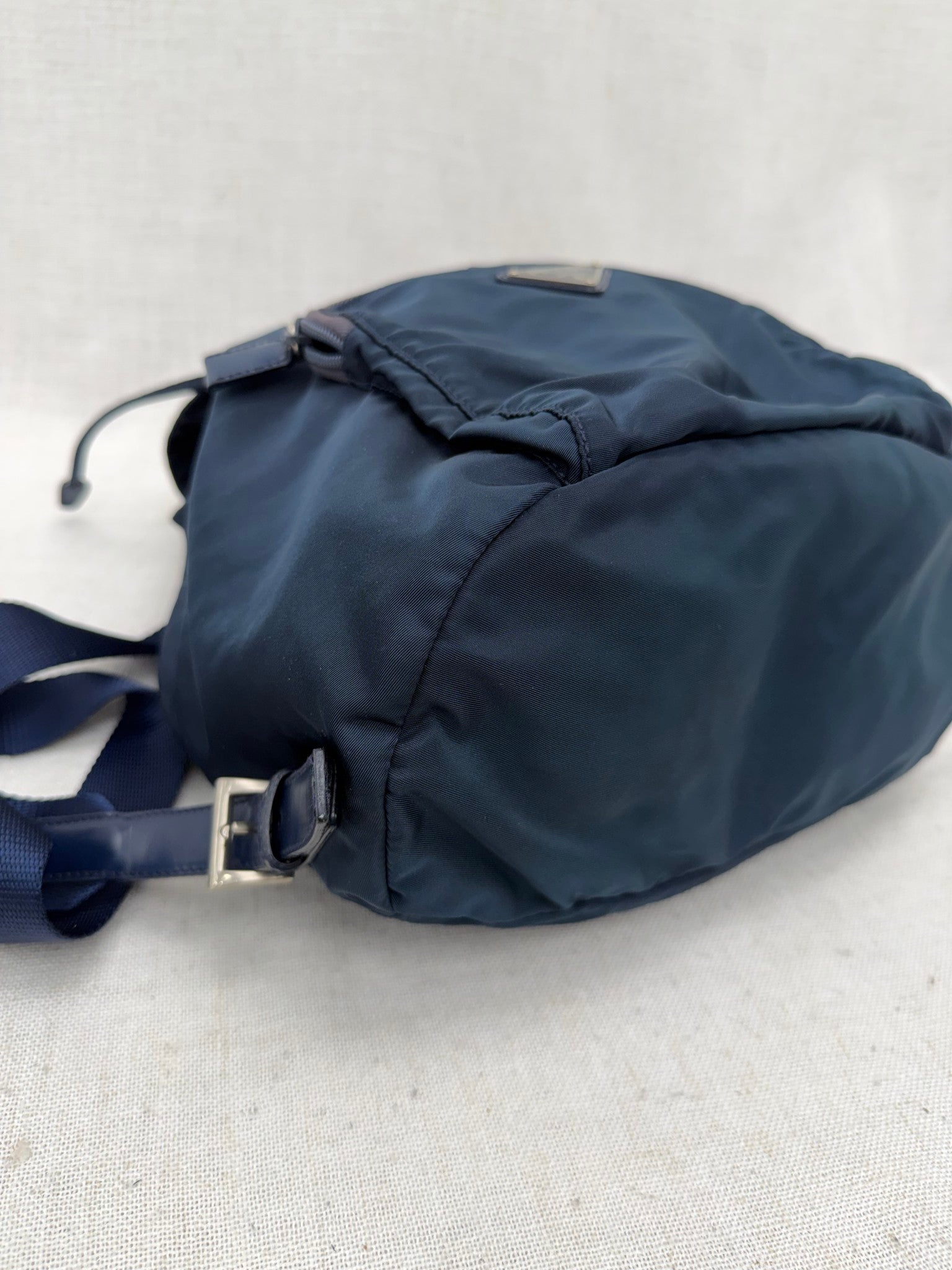 Prada Navy Nylon Drawstring Backpack